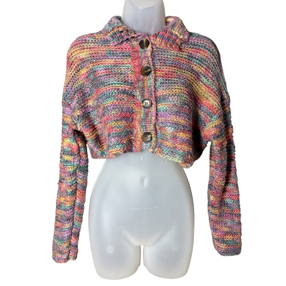 Urban Outfitters Women’s Chunky Knit Cardigan Cropped Oversized Small Petite SP - Picture 1 of 6